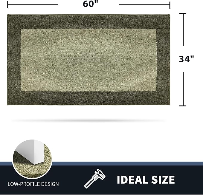 PURRUGS Dirt Trapping Door Mat 34" x 60", Non-Slip Machine Washable Entry Rug, Entrance Mat, Indoor Front Door Mat, Super Absorbent Entryway Rug for Muddy Shoes & Paws, Budding Green & Sage Green