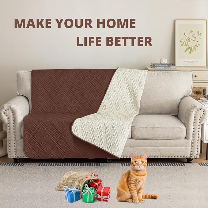 2026 Waterproof Bed Sofa Blanket (68"x82") Comfy Couch Sofa Mat for Dog Pets with Anti-Slip Back, Universal Incontinence Lightweight Liner Pad for Furniture Car Picnic etc Durable Washable, Coffee