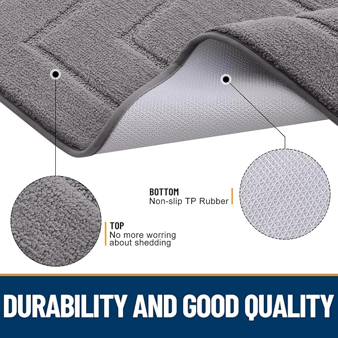 Smiry Dog Door Mat for Muddy Paws, Absorbs Moisture and Dirt, Low-Profile Entryway Mat with Non-Slip Backing, Entry Indoor Outdoor Doormat for Inside Floor (40x32 Inches, Grey, Bordered)