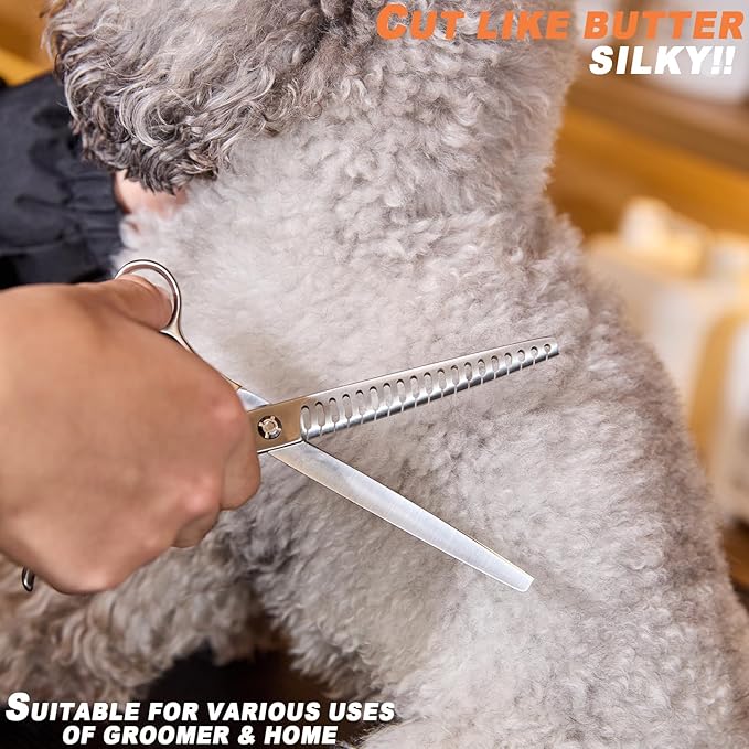 High-end Professional Dog Grooming Thinning Scissors Teeth Cutting Blending Shears Pet Texturizing Shears 7.5 Inch Extremely Very Sharp Stainless Steel Alloy For Cat Other Animals Groomer