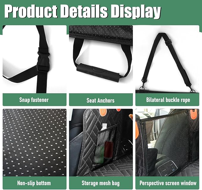 Dog Car Seat Cover for Back Seat - Waterproof Pet Seat Protector with Non-Slip Backing,Heavy Duty Hammock Style Protects Against Fur,Mud & Scratches for Cars,SUVs & Trucks