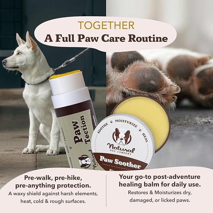 Natural Dog Company Paw Soother Travel Stick 0.15 oz – Pocket-Size Balm with Coconut & Hempseed Oils, Calendula & Vitamin E – Soothes Dry, Cracked Paw Pads – Lick-Safe, Vegan