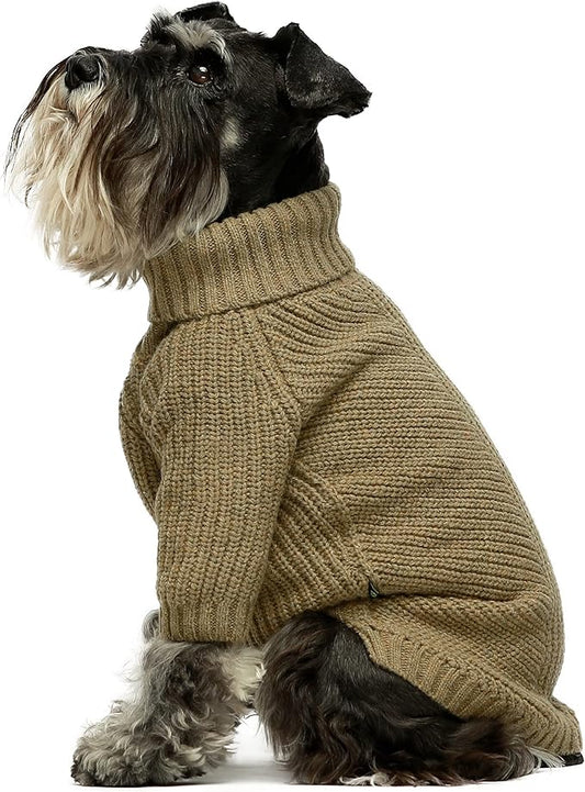 Fitwarm Thermal Knitted Dog Sweater Doggy Winter Coat Pet Clothes Doggie Turtleneck Jacket Puppy Outfits Cat Sweatsuit Sage Green Large