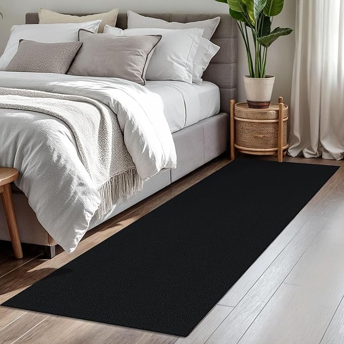 KOZYFLY Washable Runner Rug 2x7 ft Hallway Runner Non Slip Rubber Backed Kitchen Runner Rugs Bobo Entryway Runner Indoor, Carpet Runners for Hall Entrance Bedroom, Black