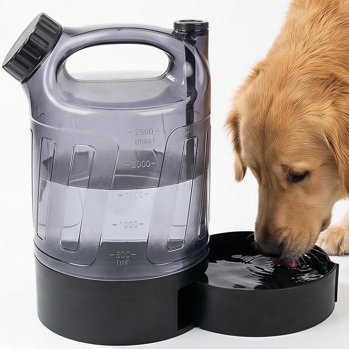 Portable Dog Travel Water Bottle 84 oz, Dog Camping Hiking Walking Beach Park Outdoor Essentials, Large Dog Water Bottle Bowl Dispenser, Leak Proof Pet Water Bottle for Dogs,