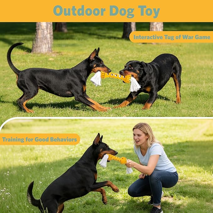 KGPERGU Durable Rubber with Pure Cotton Tassels for Medium and Large Breeds, Indoor Dog Chew Toy for Boredom Buster, Outdoor Fetch and Chase Toy for Excess Energy Relief, Cream Flavor, Yellow/White