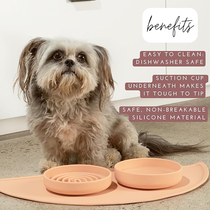 Should We Go? Dog Water Bowl - The Perfect Dish No-Spill, Less Mess Non-Tippable Water & Food Bowl, Pure Silicone with Suction Cup, Fits 2 Cups 6” Across x 1.25” Tall, Ideal for All Pets, Small-Ocean