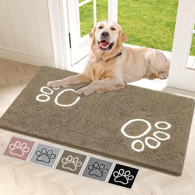 Bcoimo Super Absorbent Dog Door Mat, 48"*30" Anti Slip Mat for Muddy Paws, Pet Rugs for Dirty Paws Washable That Absorbs Moisture and Dirt, for Dog Cage and Pet Resting Carpet