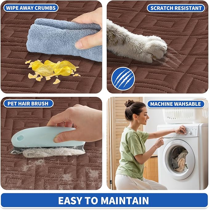 2026 Waterproof Bed Sofa Blanket (52"x82") Comfy Couch Sofa Mat for Dog Pets with Anti-Slip Back, Universal Incontinence Lightweight Liner Pad for Furniture Car Picnic etc Durable Washable, Coffee