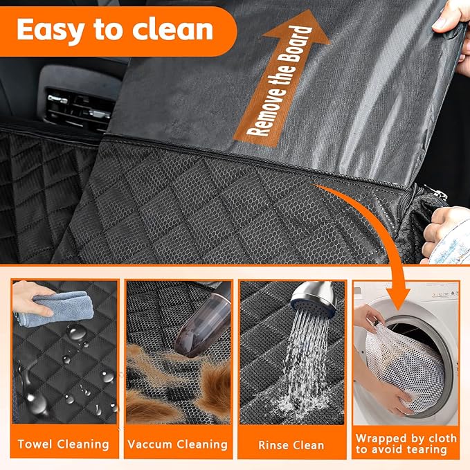 HNCPSY Back Seat Extender for Dogs,Hard Bottom Car Seat Cover for Dogs with Car Door Protectors, Dog Car Seat Cover for Back Seat Waterproof and Scratch-Resistant Seat Covers for Cars SUV&Truck