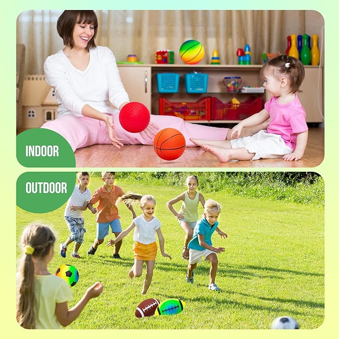 Innotoys Balls for Toddlers Kids, Soft 7 Pack 5" Small Balls Easy to Grip - Footballs Soccer Basketball Kickball Playground Ball for Home Yard Pool - Boys Girls Birthday Gift or Stocking Stuffers