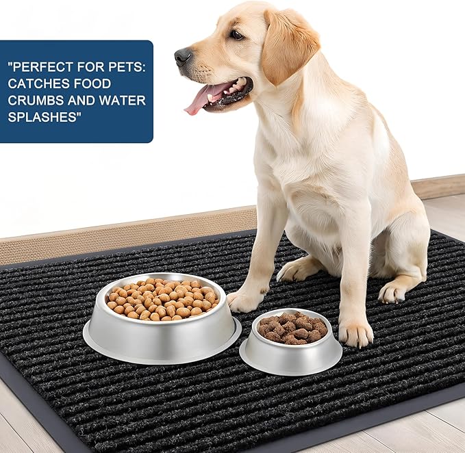 OLANLY Front Door Mat Indoor Outdoor Entrance, 2-Pack 47 x 23 Inch, Waterproof Heavy Duty Doormat, Fade Resistant, Low Profile, Easy Clean Patio Porch Welcome Floor Mats for Entry, Off-Black
