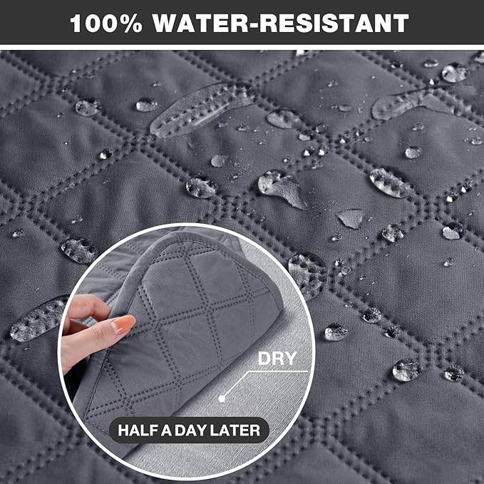 TAOCOCO 100% Waterproof Recliner Chair Cover Non-Slip Reclining Cover for Recliner Chair Washable Chair Seat Cover with Elastic Straps for Pets Sofa Slipcover with Pocket (Small 23'', Smoke Gray)