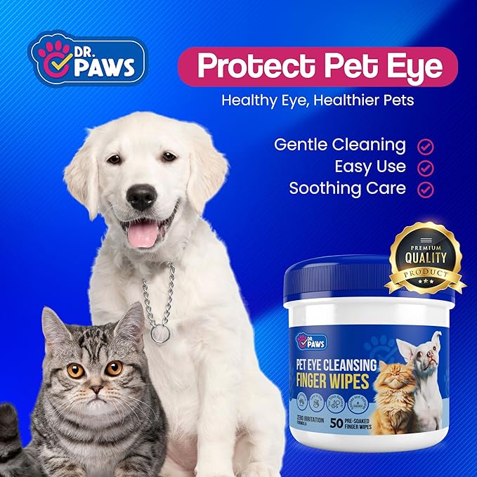 Pet Eye Cleansing Finger Wipes - Zero Irritation Formula Dog Eye Wipes, Eye Wipes for Dogs, Dog Eye Wipes Tear Stain Remover, Cat Eye Wipes, Dog Eye Wipes for Discharge & Crust
