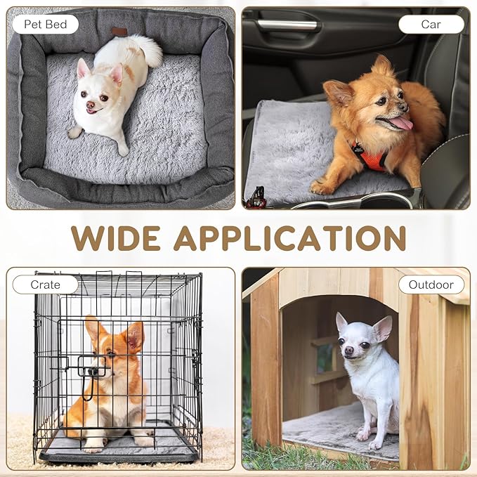 4 Pack Self Warming Cat Pad Self Heating Cat Mat Thick Faux Fur Plush Pet Bed Thermal Washable Dog Mat Anti Slip Bottom for Outdoor Indoor Pets(Grey,19" X 29")