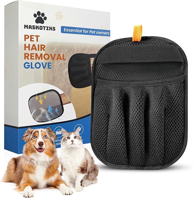 Pet Hair Removal Glove-Electrostatic Pet Hair Remover Glove with 5-Finger Design, Cat Hair Remover Glove for Couch,Car,Laundry,Carpet,The Magic Brush Pet Hair Remover is Light and Washable