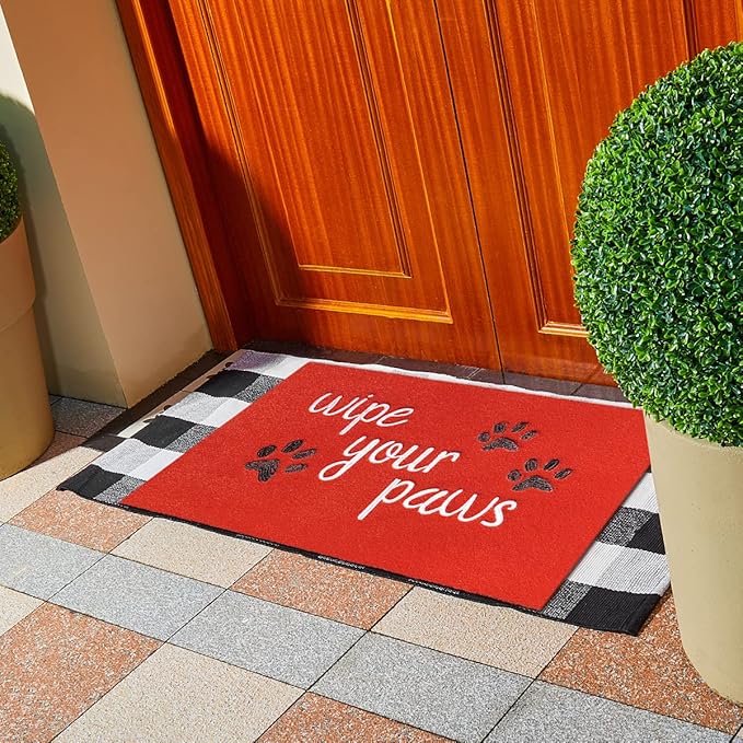 Large Door Mats for Home Entrance Funny Text Doormat Floor Mat Wipe Your Paws Mat Welcome Mat for Front Door Non Slip Rubber Mats for Dog