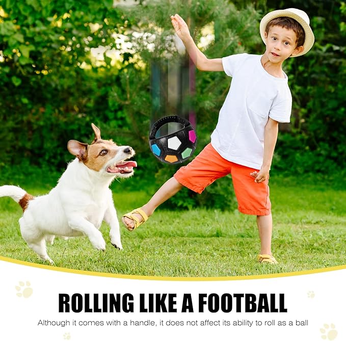 YOOGAO Pet Dog Toy Ball with Handle, Toss and Fetch Play, Interactive Ball for Dogs Playing, Squeaky Floating (Black)