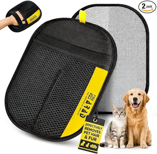 ZARAD Pet Hair Removal Glove for Dogs & Cats – Electrostatic Reusable Dog & Cat Hair Remover Glove | 2-in-1 Pet Grooming Glove & Fur Remover for Furniture (2)