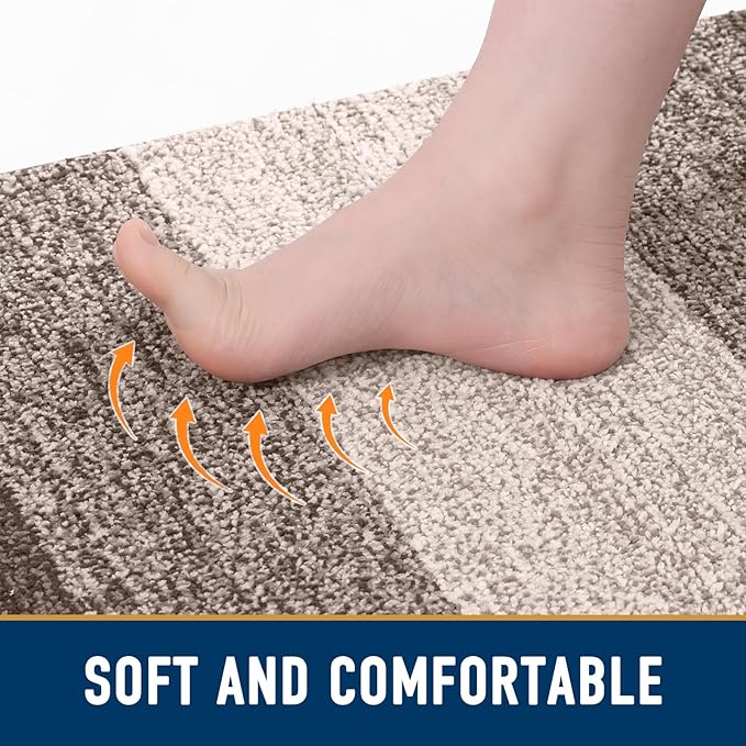 Smiry Dog Door Mat for Muddy Paws, Absorbs Moisture and Dirt, Low-Profile Entryway Mat with Non-Slip Backing, Entry Indoor Outdoor Doormat for Inside Floor (48x32 Inches, Light Brown, Striped)