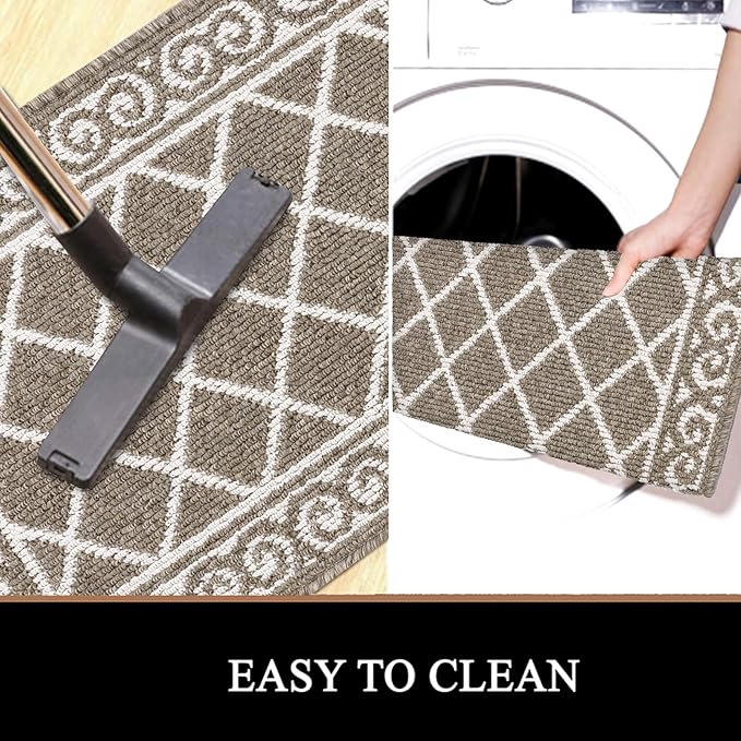 HEBE Indoor Door Mat 20''x32'' Non Slip Front Door Welcome Mats Washable Shoe Mats Dirt Trapper for Entryway Low Profile Kitchen Carpet for Entrance Hallways Entrance Mat for Dogs