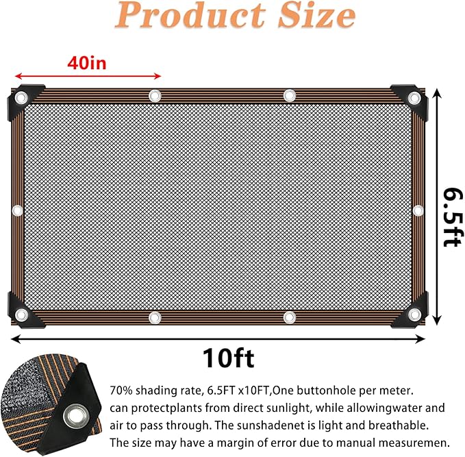 Shade Cloth - for Plants Greenhouse, 70% Sunblock Shade Sails -for Outdoor Garden Pergola Patio Lawn Sun Cloths for Kennel Chicken Coop Plant Net Cover