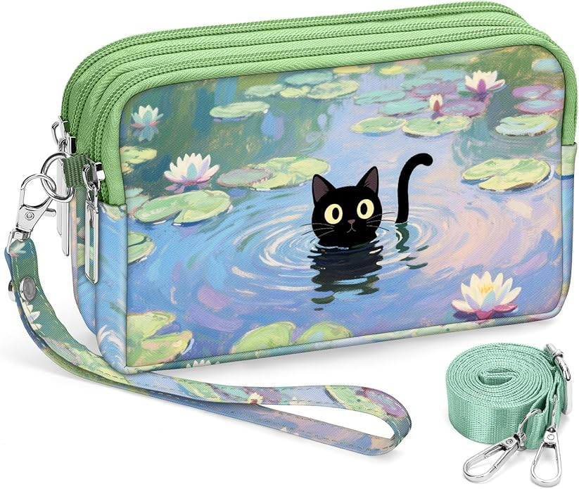 BIAOTIE Wristlet Purses for Women, Nylon Small Crossbody Bags with Adjustable Strap 3 Zipper Wristlet Wallet Phone Organizer