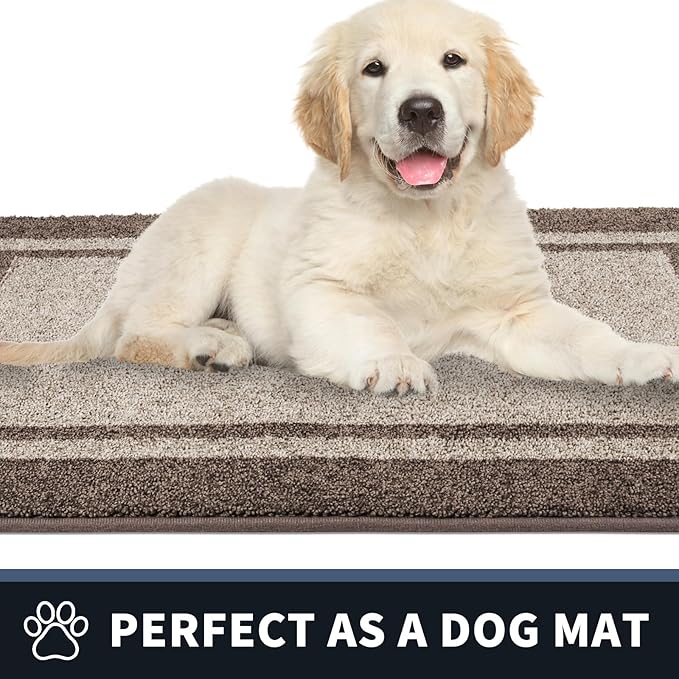PURRUGS Dirt Trapping Door Mat 24" x 84", Non-Slip Machine Washable Entryway Rug, Entrance Mat, Indoor Front Door Mat, Super Absorbent Entry Rug for Muddy Shoes & Paws, Beige & Grayish Brown
