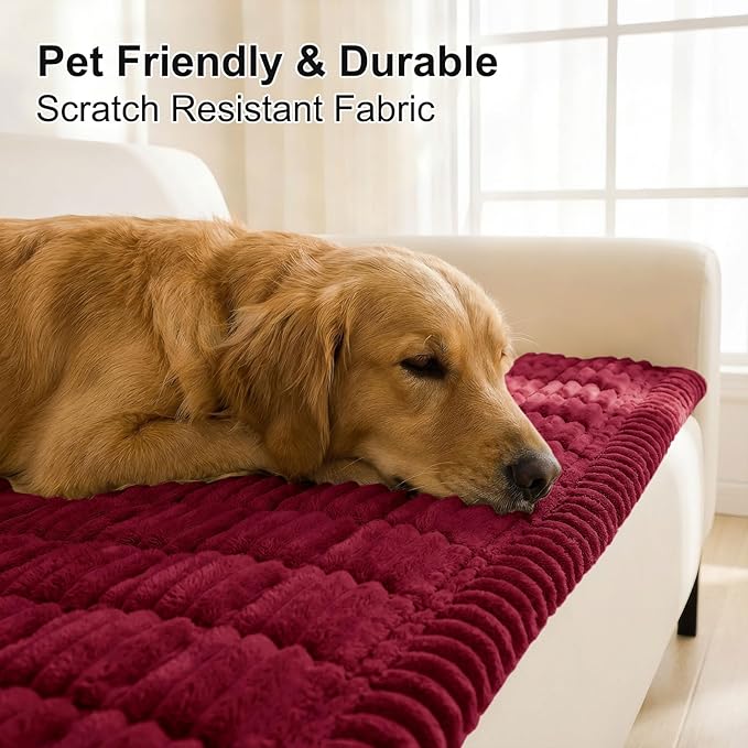 Smiry Couch Cover for Dogs, Non Slip Washable Sofa Protector for Pets, Soft Furniture Cover for Pet, Stylish Sofa Covers, Cozy Protect Against Fur, Dirt & Everyday Messes (Red, 27.6" x 82.7")