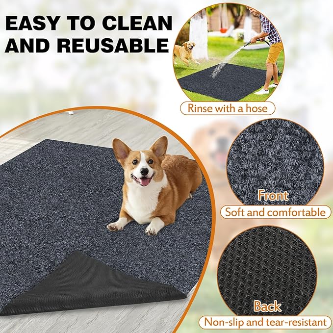 TRINKA Dog Crate Mat Liner, 46" X 60" X 0.2" Extra Large Waterproof Non-Slip Mat for Under Dog Kennel, Absorbs Urine Washable Reusable Under Pet Crate Pad to Protect Floors (Dark Gray)