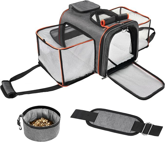 Cat Carrier,Portable Pet Carrier Bag for Cats and Small Dogs,Foldable Soft-Sided and Scratch-Proof mesh Cat Bag Pet Carriers,Airline Approved Pet Carrier,Pet Travel Carrier Up to 15 Lbs,Grey