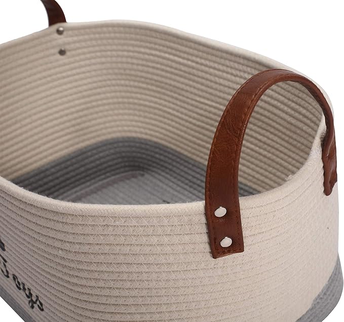 Large Cotton Dog Toy Basket Storage - 16.5"x10.6"x7.5" Puppy Bin - Perfect for Organizing Pet Toys, Blankets, Leashes & More