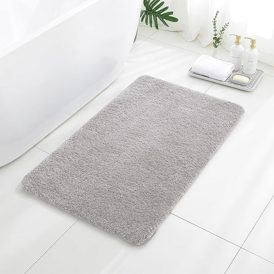 Light Gray Bathroom Rugs 24"x40" – Large Plush Microfiber Bath Mat, Soft Non Slip Floor Mat, Absorbent and Washable Rug – Perfect for Bathroom or Bedroom Use