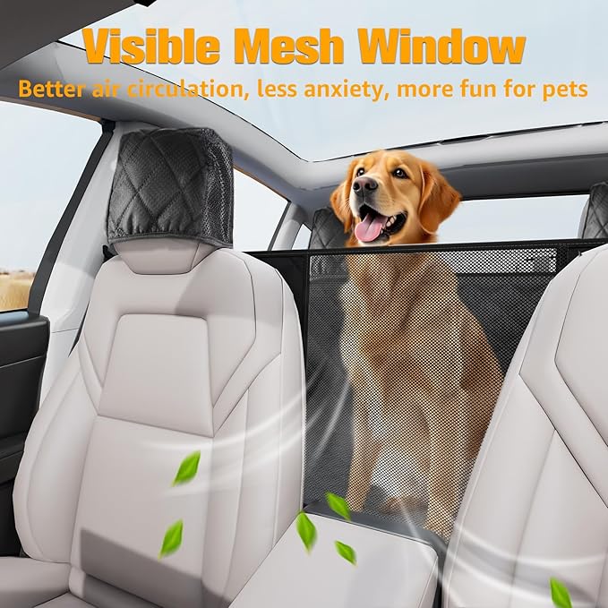 PETICON Dog Seat Covers for Tesla Model 3 & Y Back Seat with 2 Pack Door Protectors, 100% Waterproof Dog Hammock for Tesla with Mesh Window & Headrest Protection Prevents Scratches and Scuffs