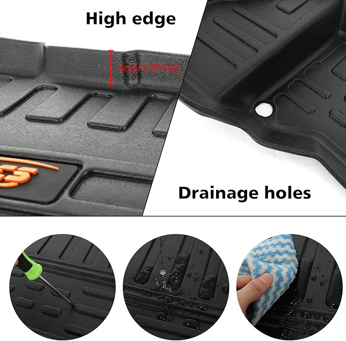 ROCCS Front Trunk Mat Fits for Rivian R1T/R1S Accessories 2022 2023 2024 All Weather TPE Frunk Mats Cargo Liners Trunk Mat with Upper Mat