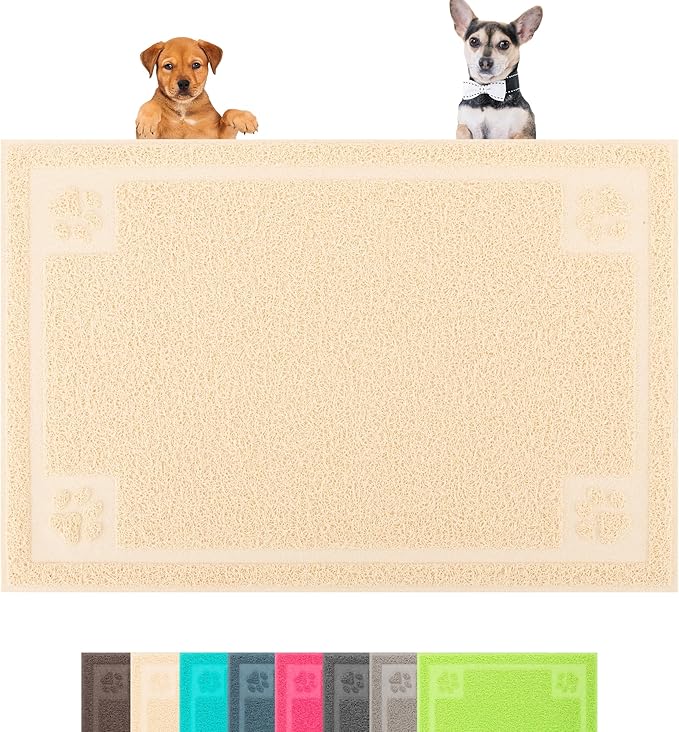Darkyazi Pet Feeding Mat Large for Dogs and Cats,24"×16" Flexible and Easy to Clean Feeding Mat,Best for Non Slip Waterproof Feeding Mat. (Beige)