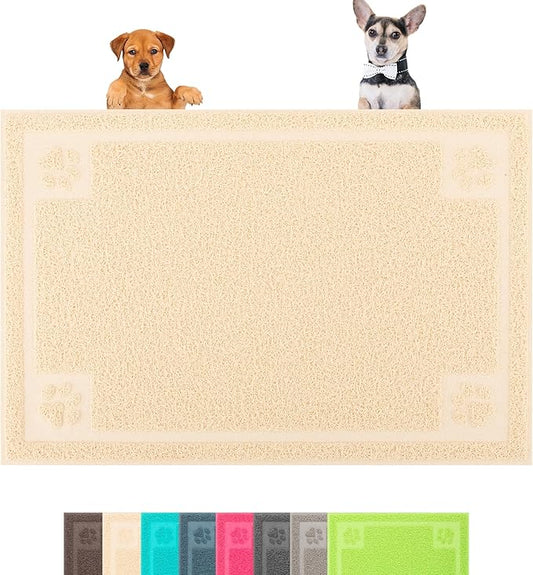 Darkyazi Pet Feeding Mat Large for Dogs and Cats,24"×16" Flexible and Easy to Clean Feeding Mat,Best for Non Slip Waterproof Feeding Mat. (Beige)