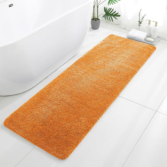 Orange Bathroom Rugs Runner 24"x72" - Extra Long Plush Bath Mat, Non Slip Absorbent Microfiber Floor Rug, Washable and Fluffy - Ideal for Bathroom, Kitchen or Pet Mat Use
