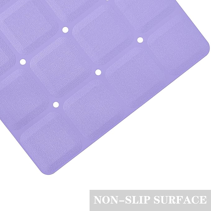 Foldable Non Slip Silicon Bath Mat Bathtub mat Shower mats no Suction Cups for Textured Tub and Reglazed Tub(Foldable-Purple, 28-inch x 14-inch)