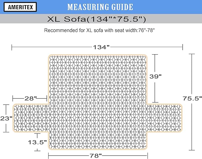 Ameritex Couch Sofa Slipcover 100% Waterproof Nonslip Quilted Furniture Protector Slipcover for Dogs, Children, Pets Sofa Slipcover Machine Washable (Stone Blue, 78'')