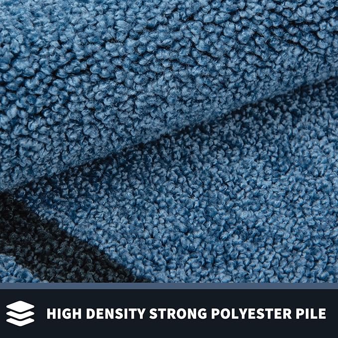 PURRUGS Dirt Trapping Door Mat 24" x 60", Non-Slip Machine Washable Entryway Rug, Entrance Mat, Indoor Front Door Mat, Super Absorbent Entry Rug for Muddy Shoes & Paws, Light Blue & Navy