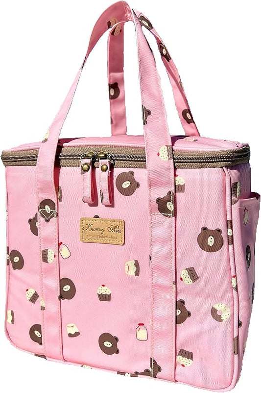 Kwang Min Insulated Insulated Cooler Bag,Reusable Large Lunch Bag for Women, Great for Outdoors,Camping,Party,Premium Quality,Adjustable Strap,Foldable