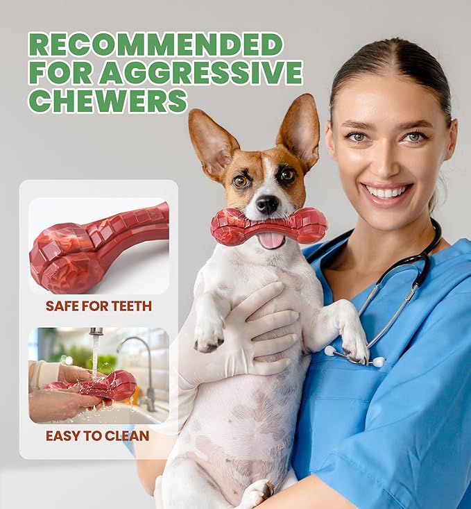 IPTPAS Durable Dog Chew Toy for Aggressive Chewers, Ultra Tough Dental Toy for Teeth Cleaning, Boredom Anxiety Relief, Long-Lasting Toy for All Dog Sizes & Teething Puppies, Keep Them Busy