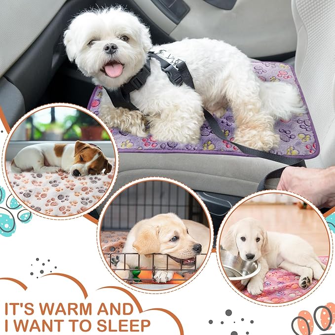 Reginary 4 Pcs Waterproof Guinea Pig Blankets Washable Small Animal Fleece Bedding Guinea Pig Cage Liners Reusable Training Pads Pet Pee Pad Sleep Mat for Hamster(Paw Print,28 x 56 Inch)