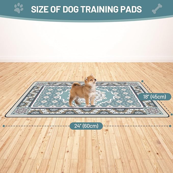 Washable Dog Pee Pads - 24"x18" Absorbent Reusable Puppy Training Pads, Waterproof Leak - Proof & Non - Slip for Crate Whelping Potty Training (Pack of 2)