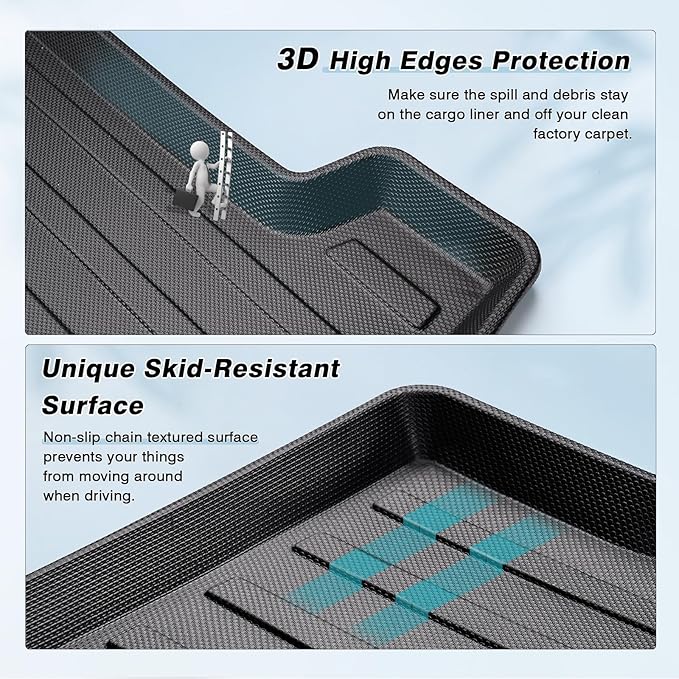 Mixsuper Cargo Liner for 2015-2025 Ford Mustang Coupe (Fits Models Without Subwoofer in Cargo Area) All Weather Trunk Liner Rear Cargo Mat for Mustang Accessories (Not Fit Mach-E)
