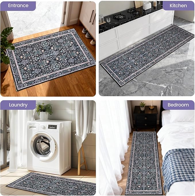 Kitchen Rug Set 3Pcs, Boho Rug Sets Non Slip Washable for Floor Thick Farmhouse Kitchen Decor Runner Rugs for Kitchen, Entryway，Laundry, Hallways 20''x32''+20''x48''+20''x59
