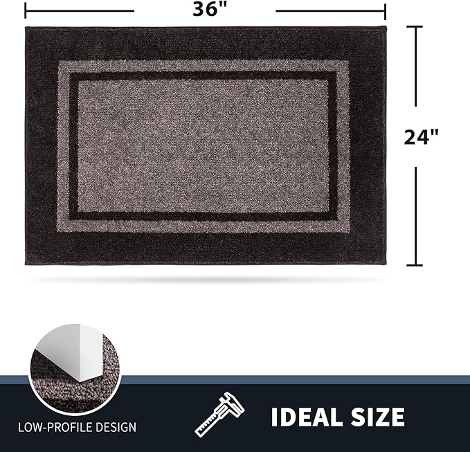 PURRUGS Dirt Trapping Door Mat 24" x 36", Non-Slip Machine Washable Entryway Rug, Entrance Mat, Indoor Front Door Mat, Super Absorbent Entry Rug for Muddy Shoes & Paws, Grayish Brown & Coffee