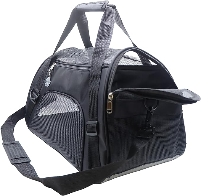 ZaneSun Cat Carrier,Soft-Sided Pet Travel Carrier for Cats,Dogs Puppy Comfort Portable Foldable Pet Bag Airline Approved (Medium-Black)
