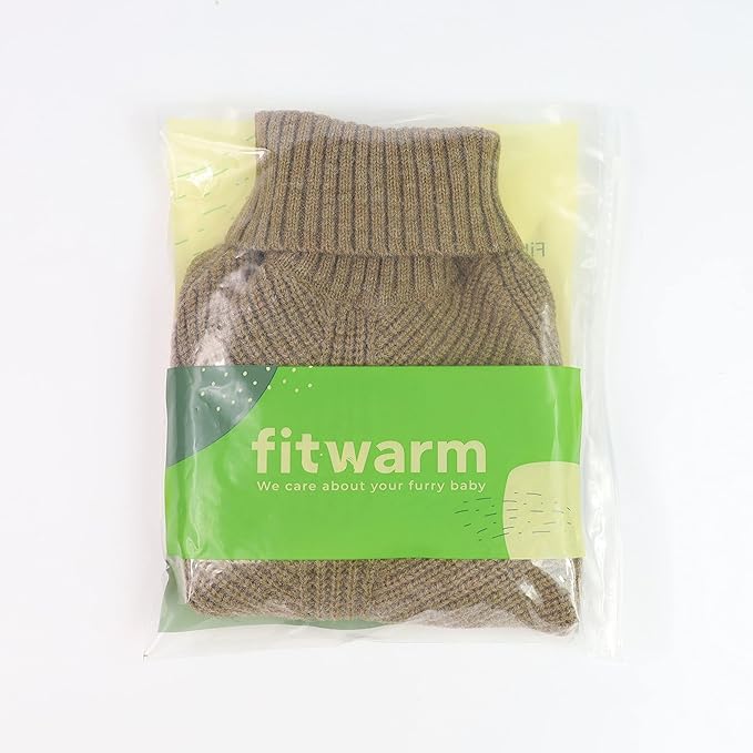 Fitwarm Thermal Knitted Dog Sweater Doggy Winter Coat Pet Clothes Doggie Turtleneck Jacket Puppy Outfits Cat Sweatsuit Sage Green Large